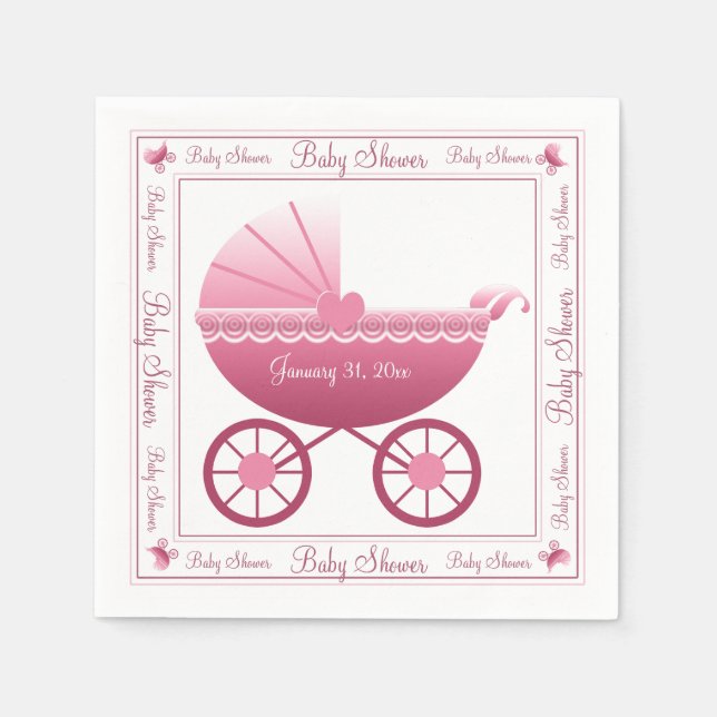 Pink Baby Carriage Napkin (Front)