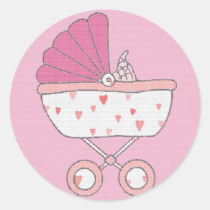 Pink Baby Carriage Sticker