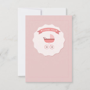 Pink Baby Carriage Thank You Notecard