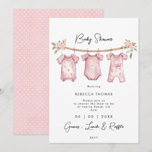 pink baby clothes baby shower invitation