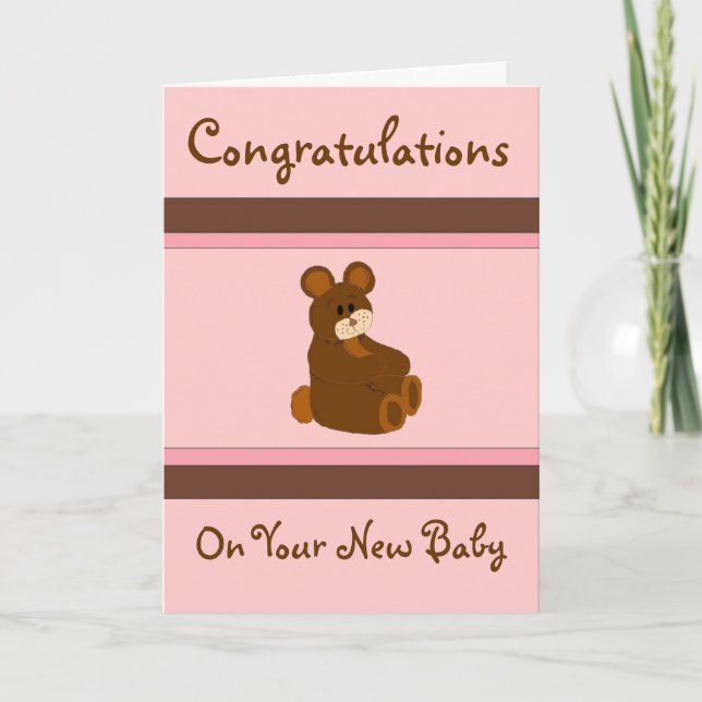 Pink Baby Congratulations Card (Front)