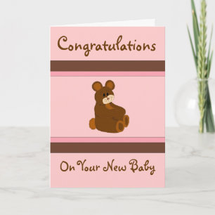 Pink Baby Congratulations Card