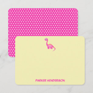 Pink Baby Dinosaur Personalised Stationery Thank You Card