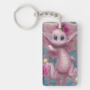 Pink Baby Dragon  Key Ring