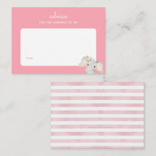 Pink Baby Elephant Baby Shower Parenting Advice Card