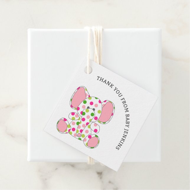 Pink Baby Elephant Favour Tags (In Situ)