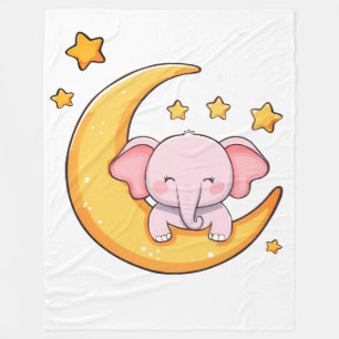 Pink baby elephant fleece blanket