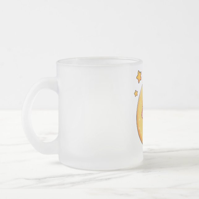 Pink baby elephant frosted glass coffee mug (Left)