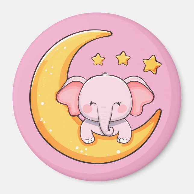Pink baby elephant magnet (Front)