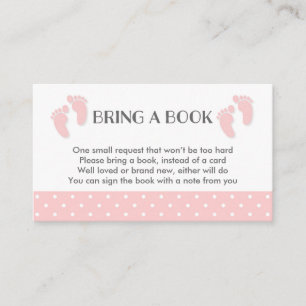 Pink Baby Feet Baby Shower Book Request Card
