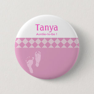 Pink Baby Feet Baby Shower Name Tag Button
