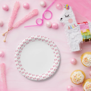 Pink Baby Feet Baby Shower Paper Plate