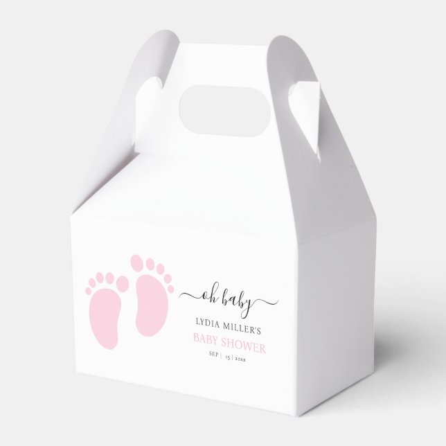 Pink Baby Feet Baby Shower Party, Girl Baby Shower Favour Box (Front Side)