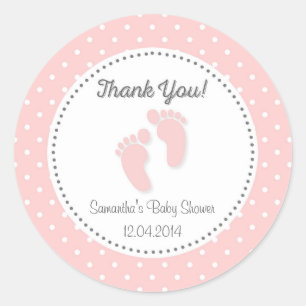 Pink Baby Feet Baby Shower Sticker
