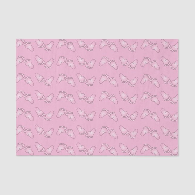 Pink Baby Feet Pattern Tissue Paper (Front)