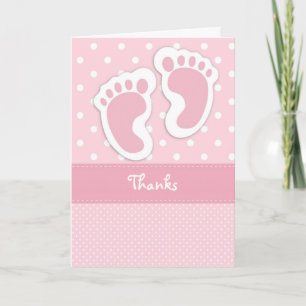 Pink Baby Foot Print Thank You Card