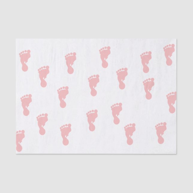 Pink Baby Footprints 10lb Tissue Paper (Front)