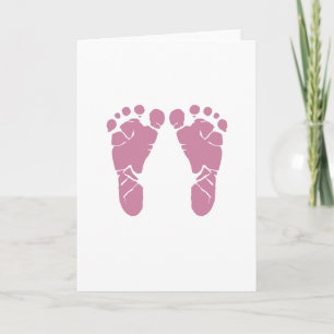 Pink baby footprints announcement