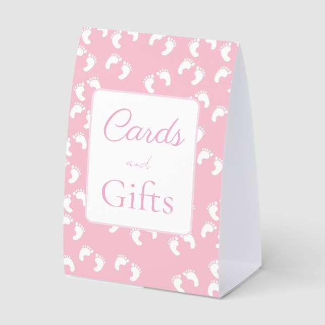 Pink Baby Footprints Baby Shower (Front)