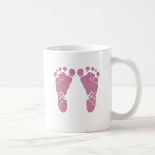 Pink baby footprints coffee mug