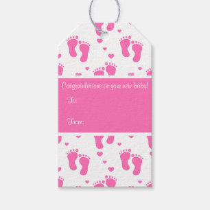 Pink Baby Footprints Gift Tags