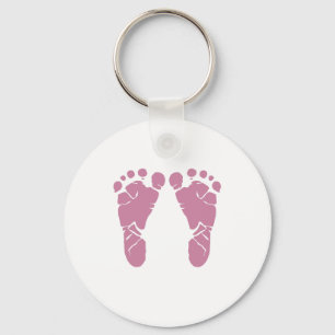 Pink baby footprints key ring