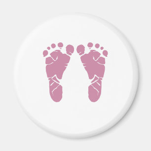 Pink baby footprints magnet