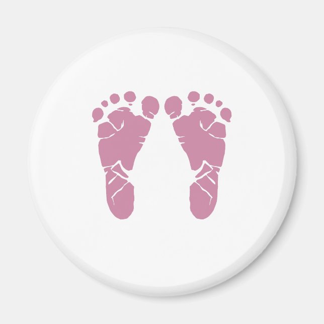 Pink baby footprints magnet (Front)