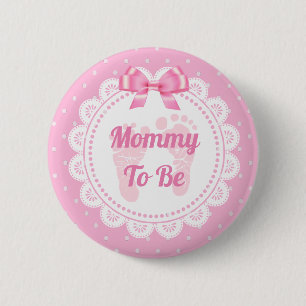 Pink Baby Footprints  Mummy to Be Baby Shower   6 Cm Round Badge