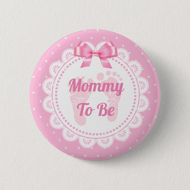 Pink Baby Footprints  Mummy to Be Baby Shower   6 Cm Round Badge (Front)