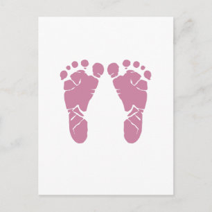 Pink baby footprints postcard