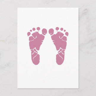 Pink baby footprints postcard