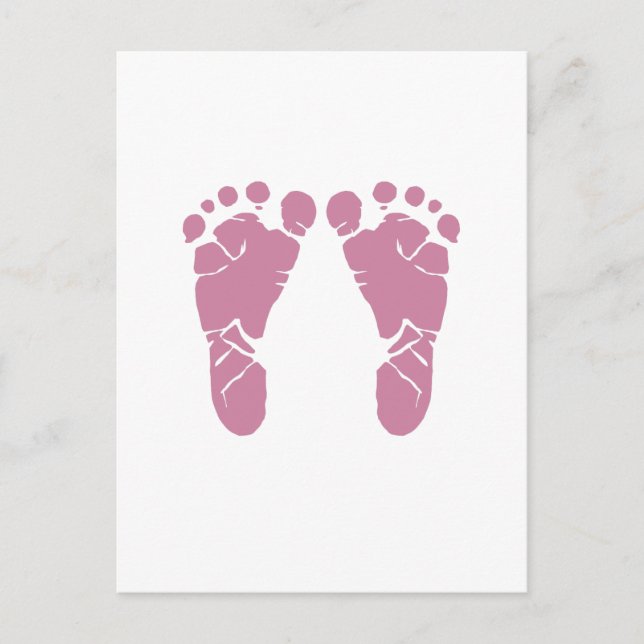 Pink baby footprints postcard (Front)