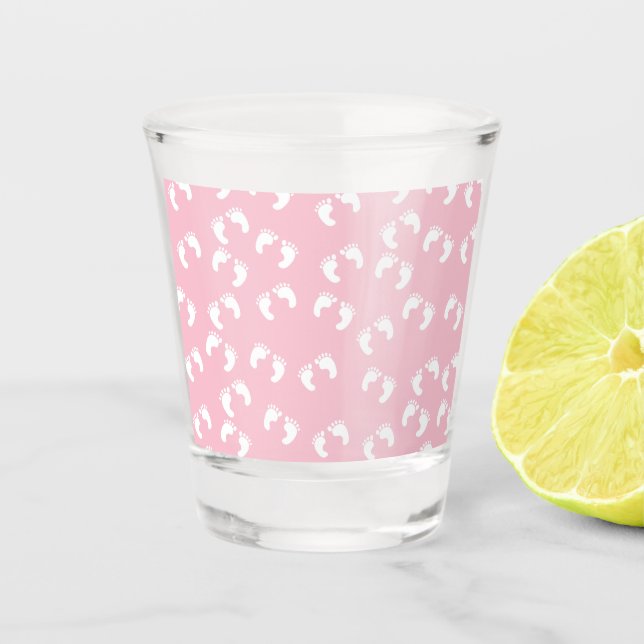 Pink Baby Footprints Shot Glass (Front)