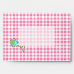 Pink Baby Gingham Envelope
