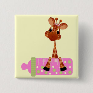 Pink Baby Giraffe Button