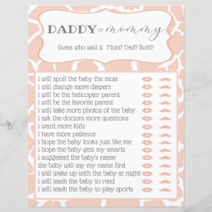 Pink Baby Giraffe Shower Game Who Said It