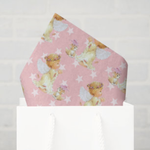 Pink baby girl Angel pattern tissue paper