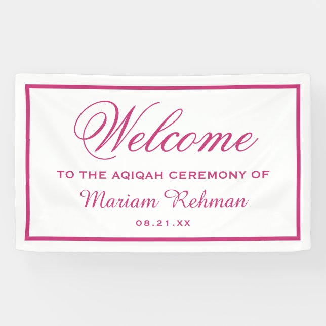 Pink Baby Girl Aqiqah Banner (Horizontal)