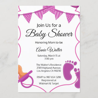 Pink Baby Girl  Baby Shower Invitation