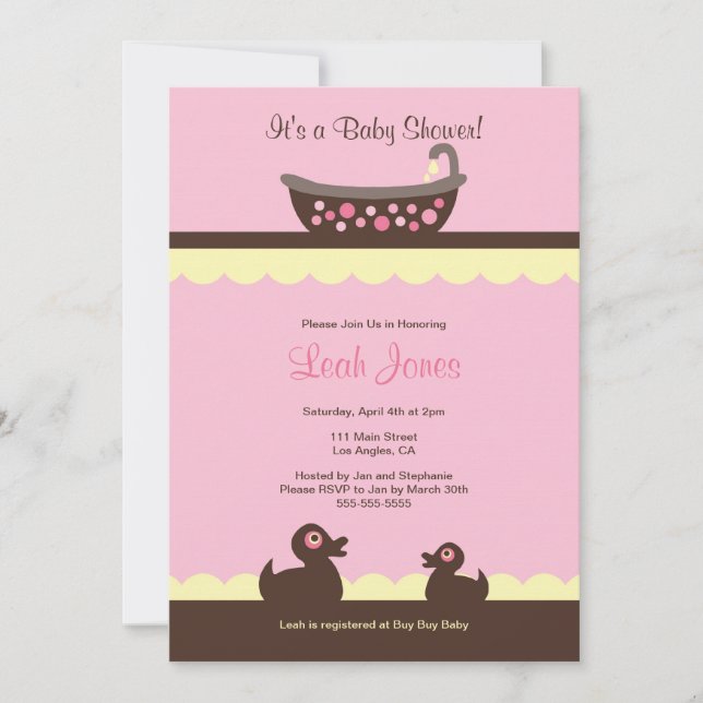 PInk Baby Girl Baby Shower Invitation (Front)