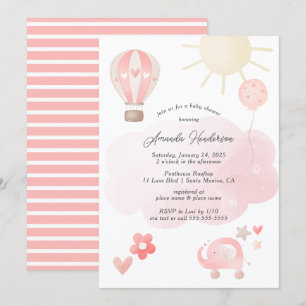 Pink Baby Girl Baby Shower Invitation