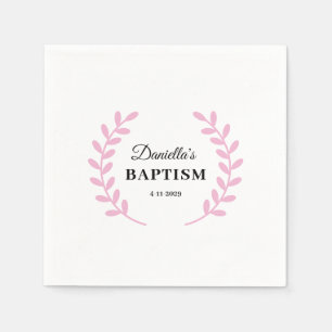 Pink Baby Girl Baptism Napkin