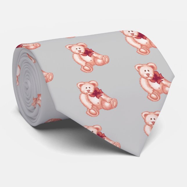 Pink Baby Girl Bear tie (Rolled)