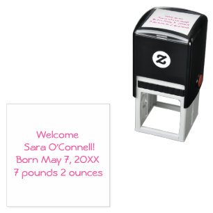 Pink Baby Girl Birth Announcement 4Jan Self-inking Stamp