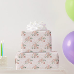 Pink Baby Girl Blocks and Shoes Wrapping Paper