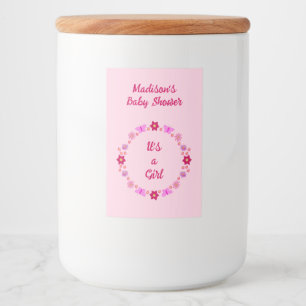 Pink Baby Girl Butterflies and Flowers Baby Shower Food Label