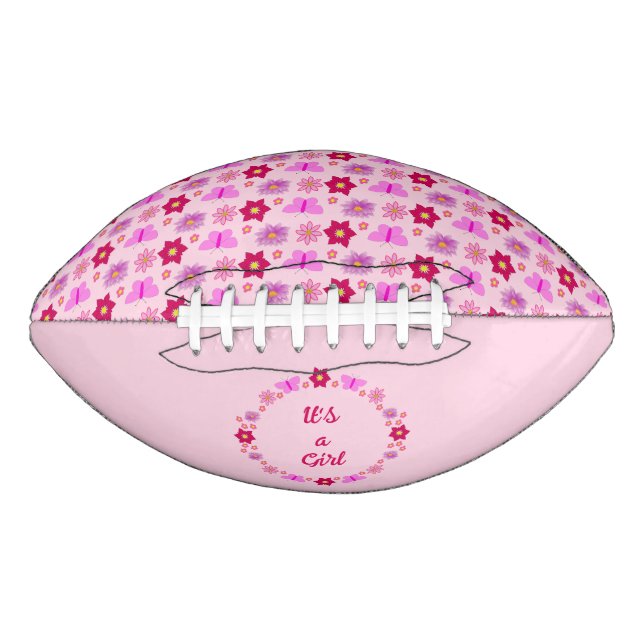 Pink Baby Girl Butterflies and Flowers Custom American Football (Front)