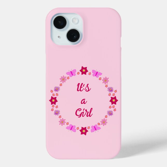 Pink Baby Girl Butterflies and Flowers Custom Case-Mate iPhone Case (Back)