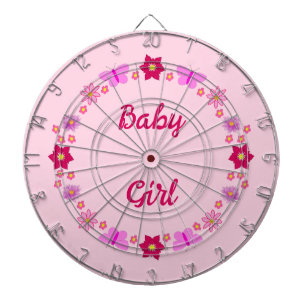 Pink Baby Girl Butterflies and Flowers Custom Dartboard